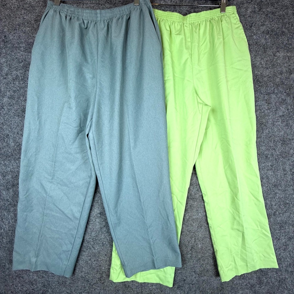 Alfred Dunner Pants Womens 12 Green Grandma Spring Pull On Straight Leg Lot of 2